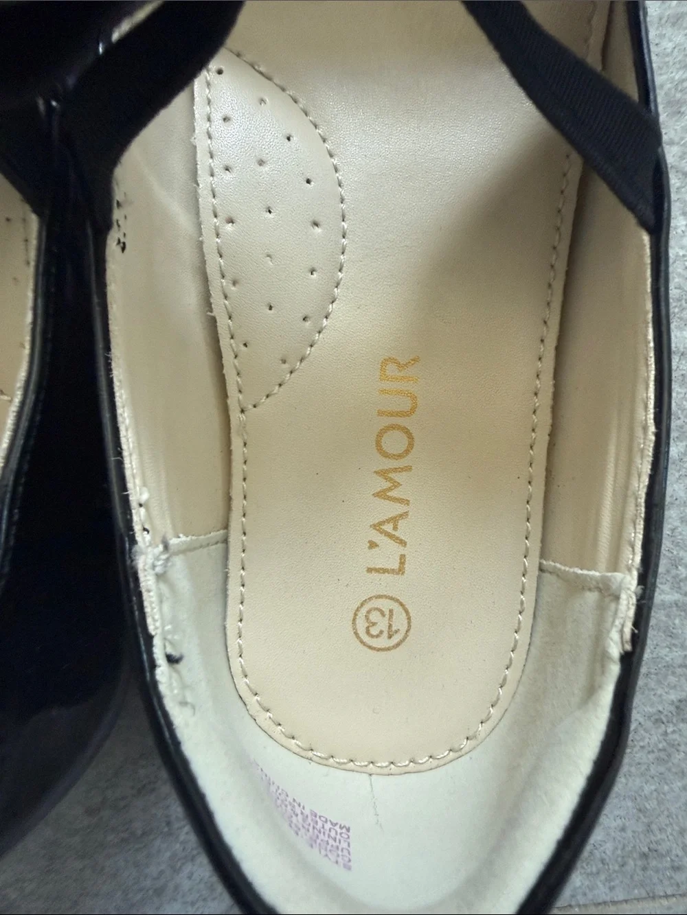 L'Amour Black Patent Bow Mary Jane Flats